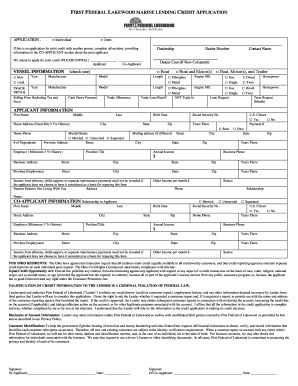 First Federal Lakewood Marine Lending Credit Application