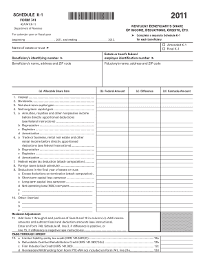 Kentucky Beneficiary's Share Form 741 Schedule K-1