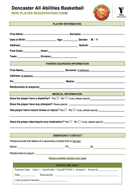 Medical assistant check off list - All Abilities New Player Registration Form - daab org