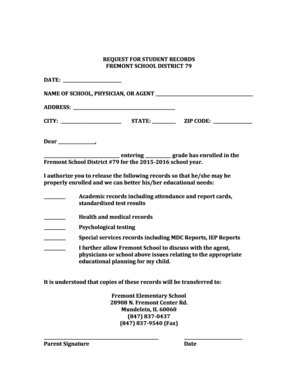 Request for Student Records
