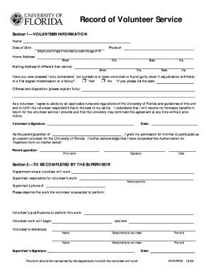 University of Florida Volunteer Service Agreement