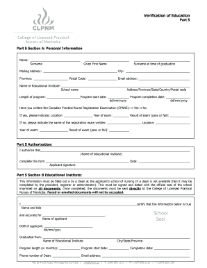 Verification of Education Form