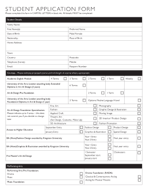 Student Application Form