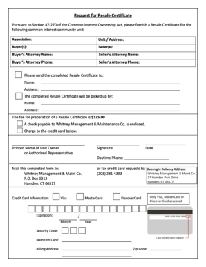 Request for Resale Certificate
