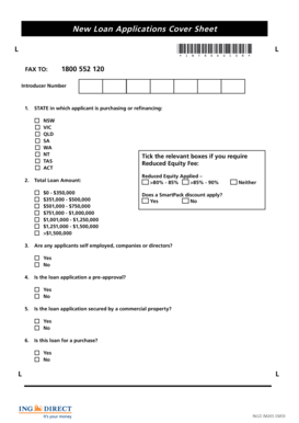 Australian Loan Application Cover Sheet