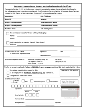 Request for Condominium Resale Certificate