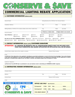 Commercial Lighting Rebate Application