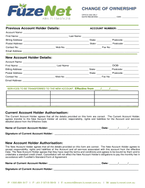 Change of Ownership Form
