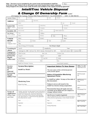 IntelliTrac Vehicle Disposal & Change Of Ownership Form