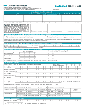 Canara Robeco Mutual Fund Application Form