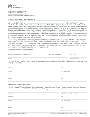 Kaiser Permanente Media Consent and Release Form