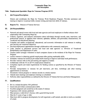Employment Specialist Job Description