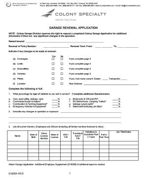 Garage Renewal Application