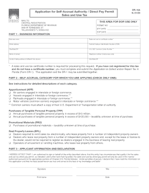Florida DR-16A Application for Self-Accrual Authority