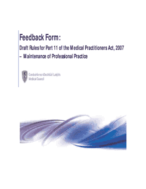 Medical Practitioners Act 2007 Feedback Form