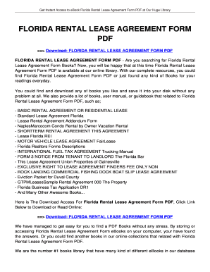 FLORIDA RENTAL LEASE AGREEMENT FORM PDF