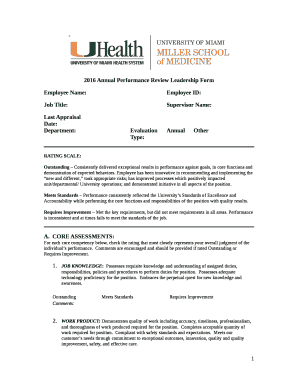 2016 Annual Performance Review Leadership Form