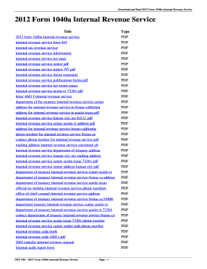 Where do i find form 2210 - 2012 Form 1040a Internal Revenue Service - findemanainfo