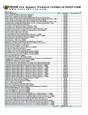 Health Supplement Order Form