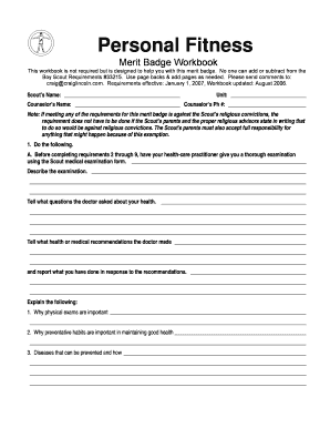 Personal Fitness Merit Badge Workbook