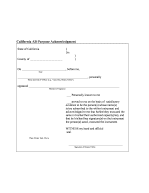 California All-Purpose Acknowledgment