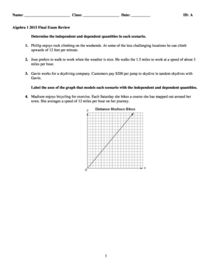 Algebra 1 Final Exam Review