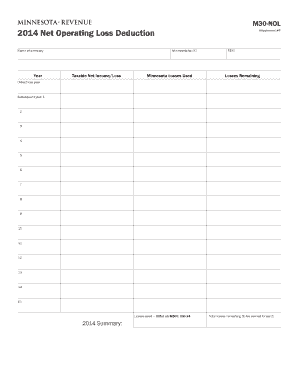 Minnesota Net Operating Loss Deduction Form