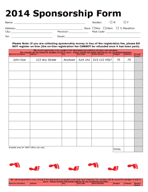 2014 Sponsorship Form