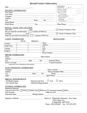 Wheelchair Van Rental Agreement