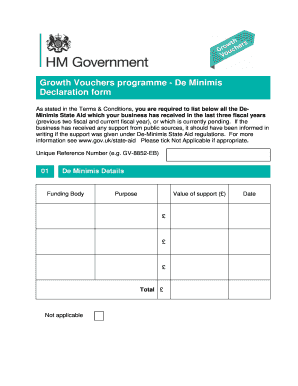 UK Growth Vouchers De Minimis Declaration Form