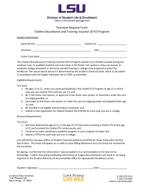 Chafee ETV Payment Request Form