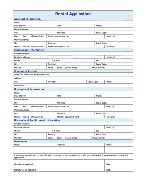 Rental Application Form