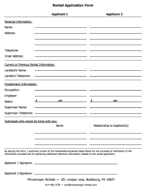 Rental Application Form