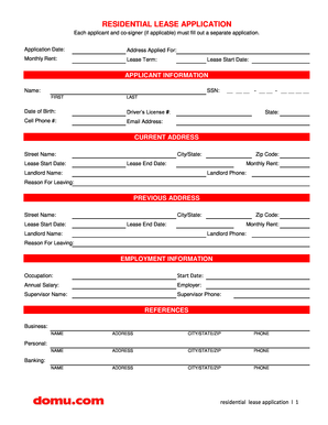 Residential Lease Application Form
