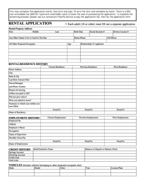 Rental Application Form
