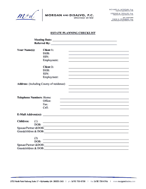 Estate Planning Checklist Form
