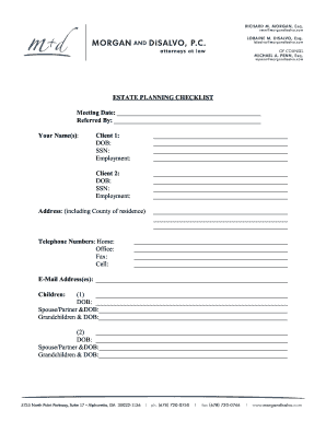 Estate Planning Checklist Form