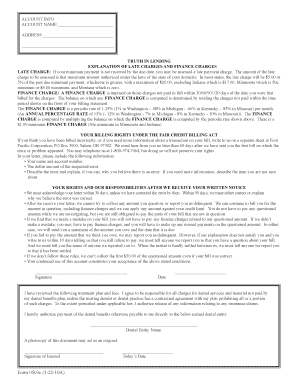 Truth in Lending Disclosure and Billing Rights Form