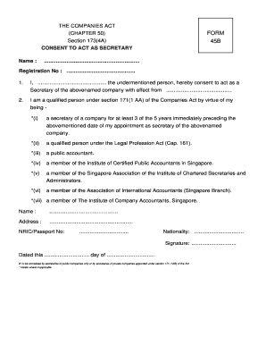 Consent to Act as Company Secretary