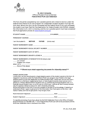 Federal Direct PLUS Loan Addendum