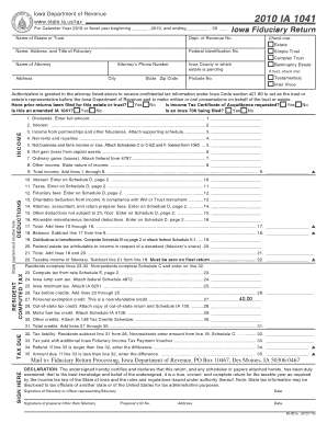 Iowa Fiduciary Income Tax Return Form 1041