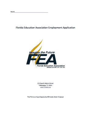 Florida Education Association Employment Application