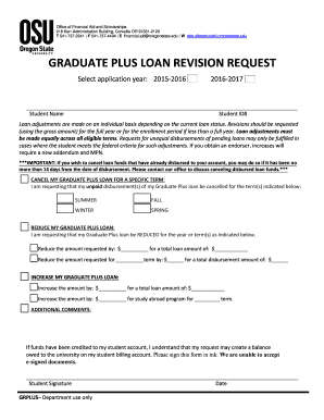 Graduate Plus Loan Revision Request