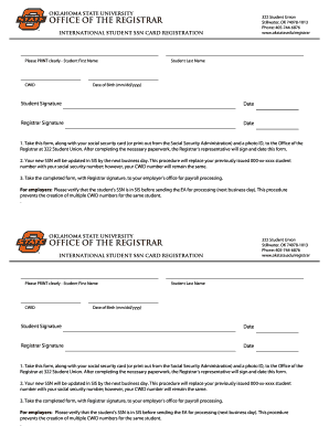 International Student SSN Card Registration Form
