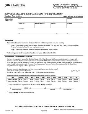 Hamilton County Supplemental Life Insurance Enrollment Form
