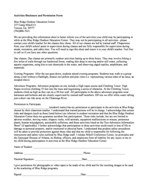 Activities Disclosure and Permission Form