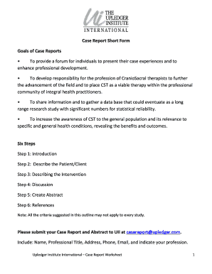 CranioSacral Therapy Case Report Form