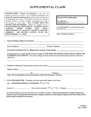 Alabama Supplemental Claim Form