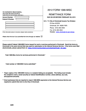 2012 Form 1099-MISC Remittance