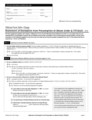 Statement of Exemption from Presumption of Abuse